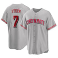 Davalo C.Reds #7 Spencer Steer Player Gray Home Game Stitched Jerseys