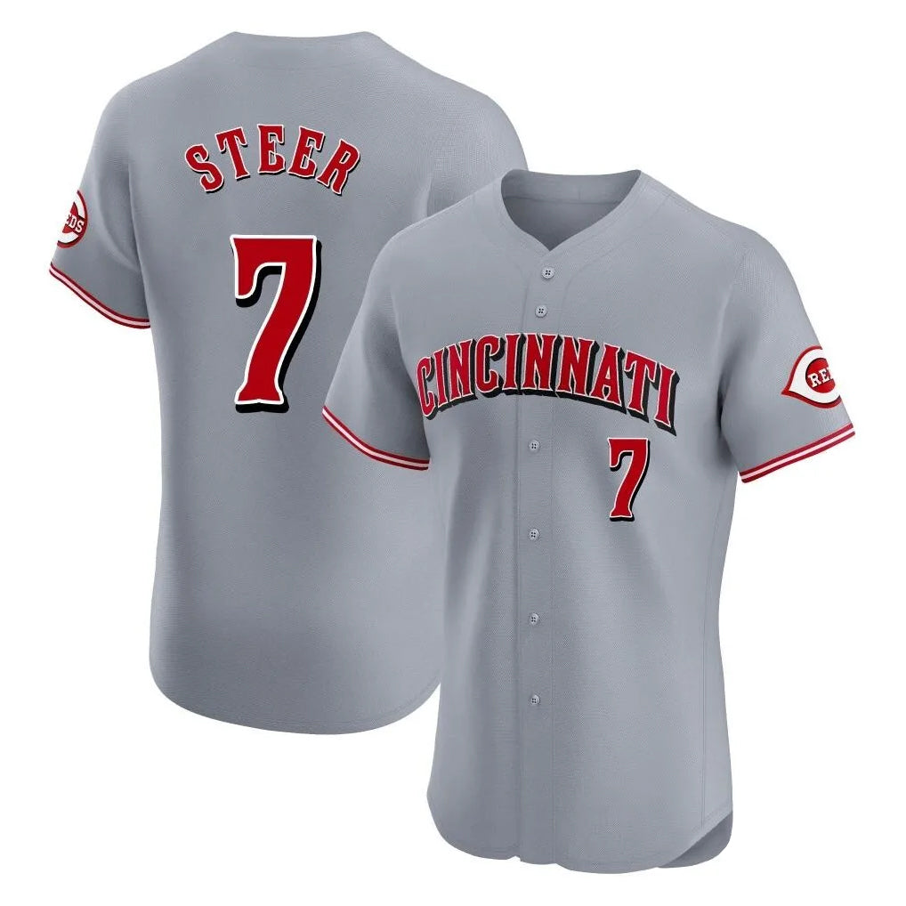 Davalo C.Reds #7 Spencer Steer Player Gray Limited Elite Home Stitched Jerseys