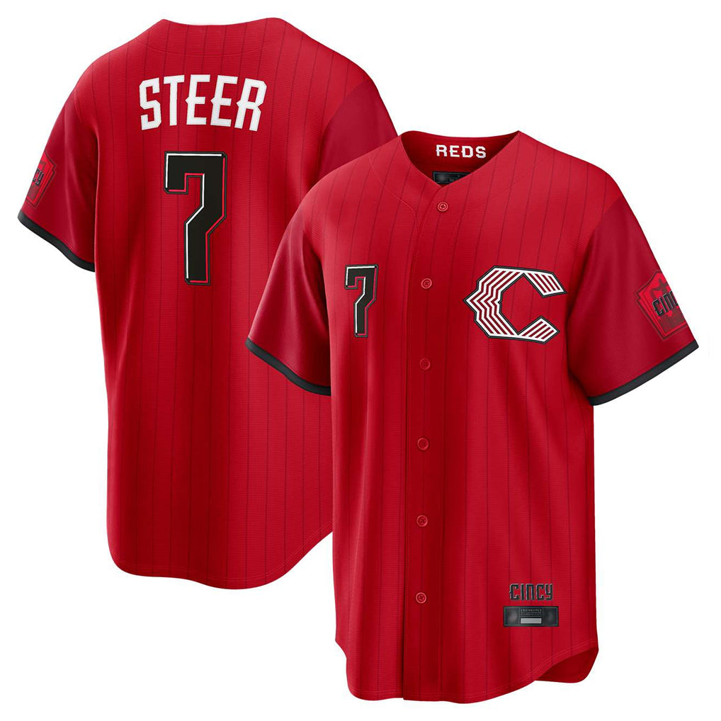 Davalo C.Reds #7 Spencer Steer Player Red 2026 City Connect Home Game Stitched Jerseys