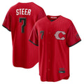 Davalo C.Reds #7 Spencer Steer Player Red 2026 City Connect Home Game Stitched Jerseys