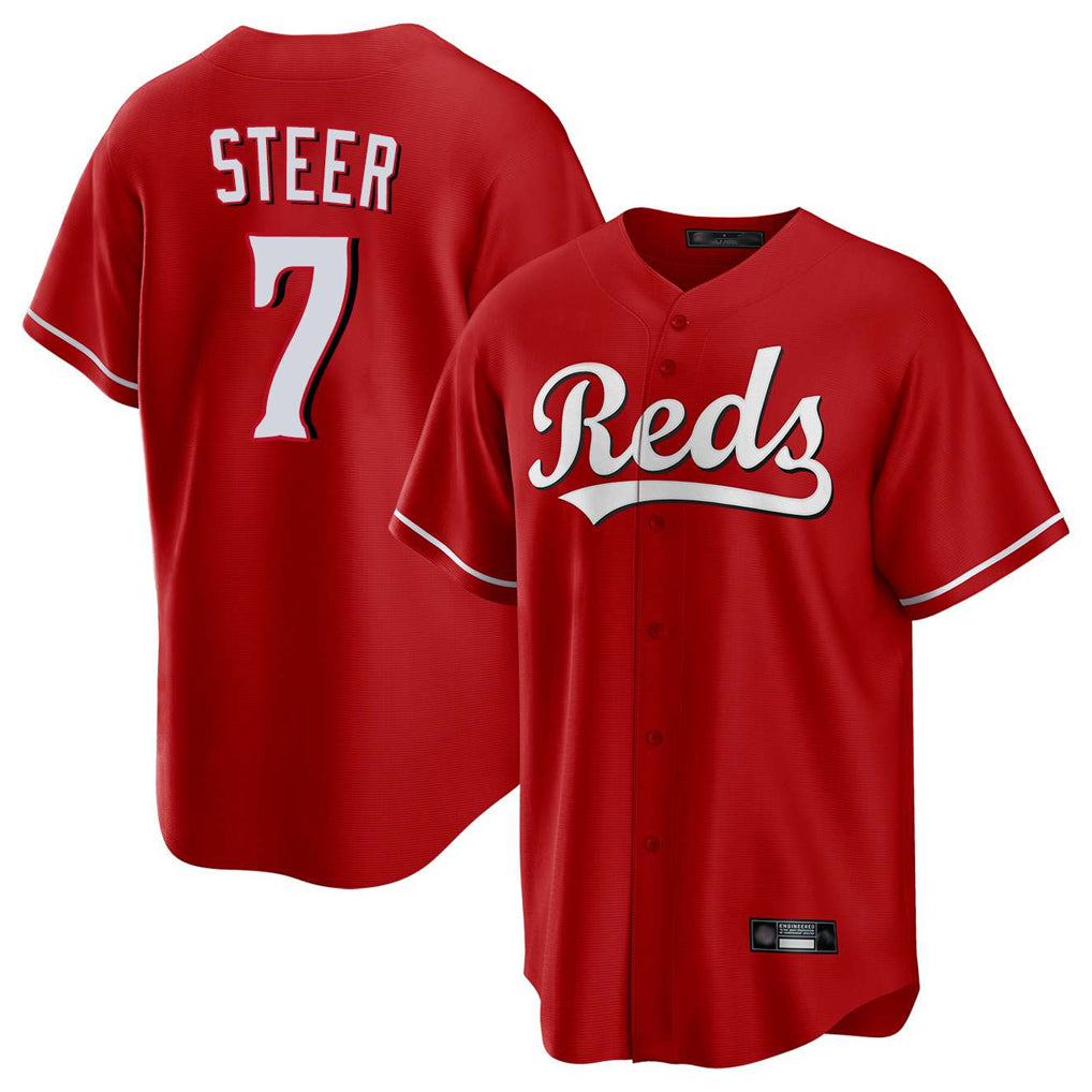 Davalo C.Reds #7 Spencer Steer Player Red Home Game Stitched Jerseys
