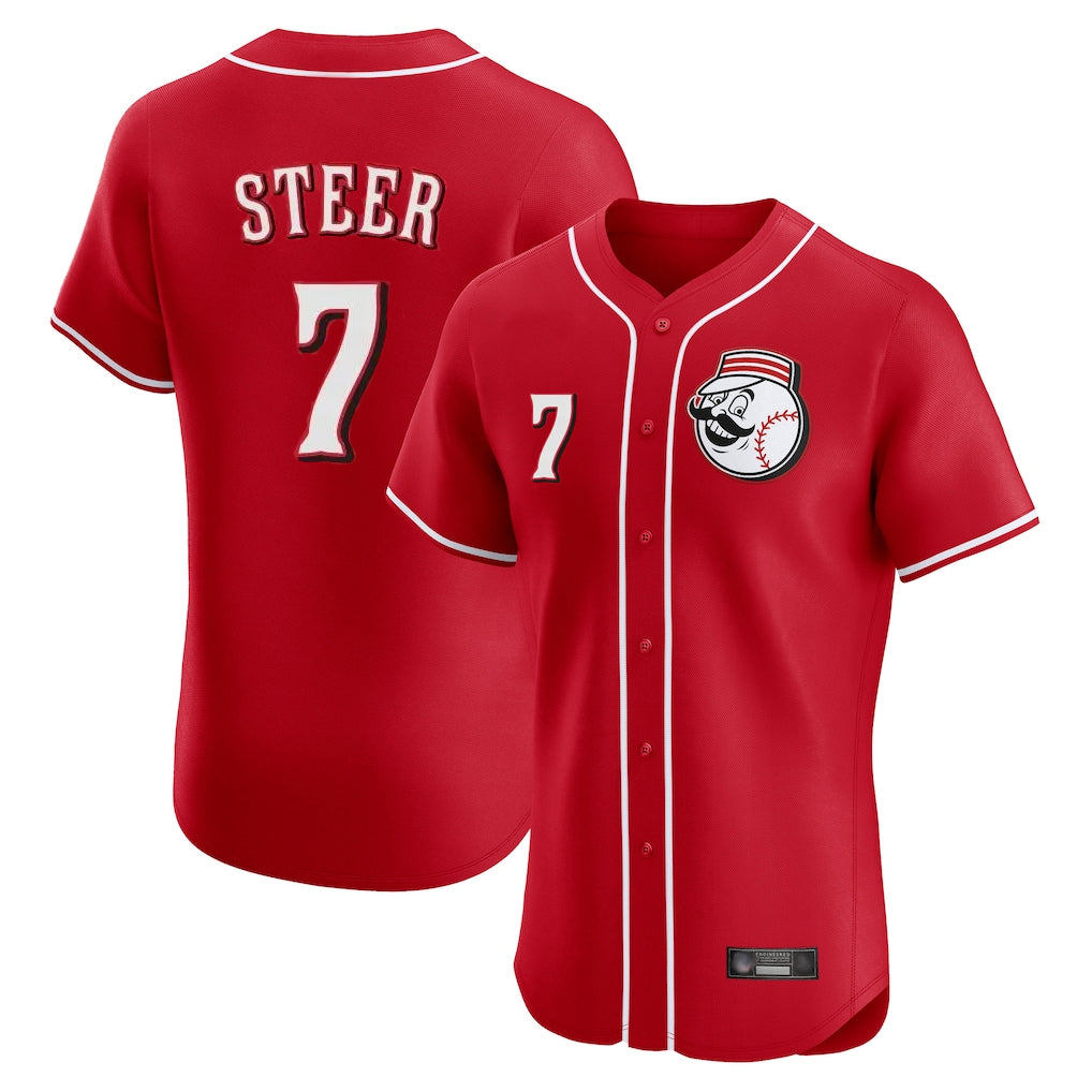 Davalo C.Reds #7 Spencer Steer Player Red Limited Elite Home Game Stitched Jerseys