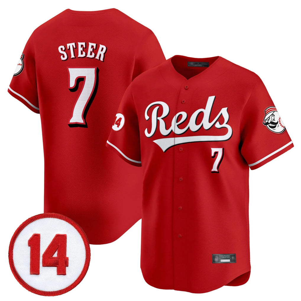 Davalo C.Reds #7 Spencer Steer Player Red Vapor Premier Limited Home Stitched Jerseys