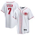 Davalo C.Reds #7 Spencer Steer Player White Game Home Stitched Jerseys
