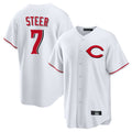 Davalo C.Reds #7 Spencer Steer Player White Home Game Stitched Jerseys