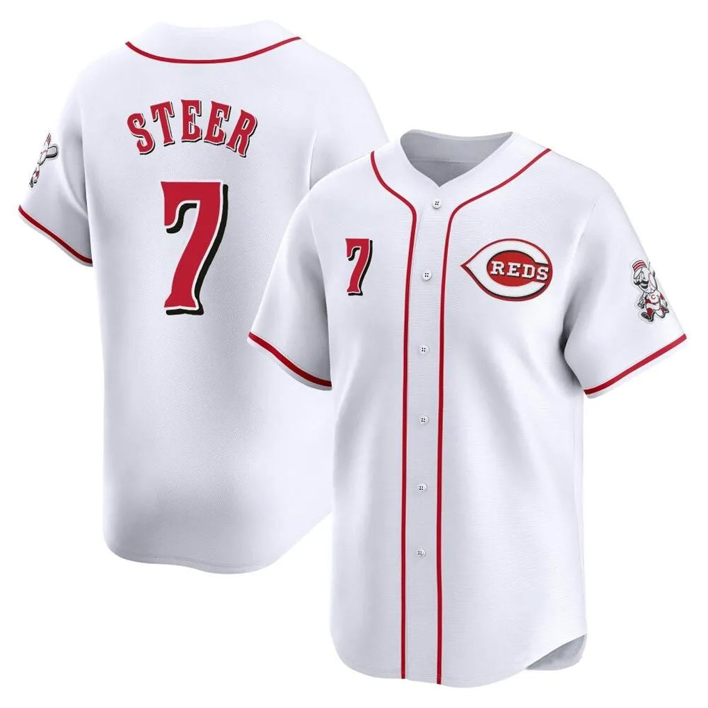 Davalo C.Reds #7 Spencer Steer Player White Home Limited Stitched Jerseys