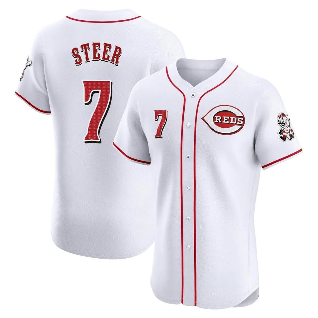 Davalo C.Reds #7 Spencer Steer Player White Limited Elite Home Stitched Jerseys