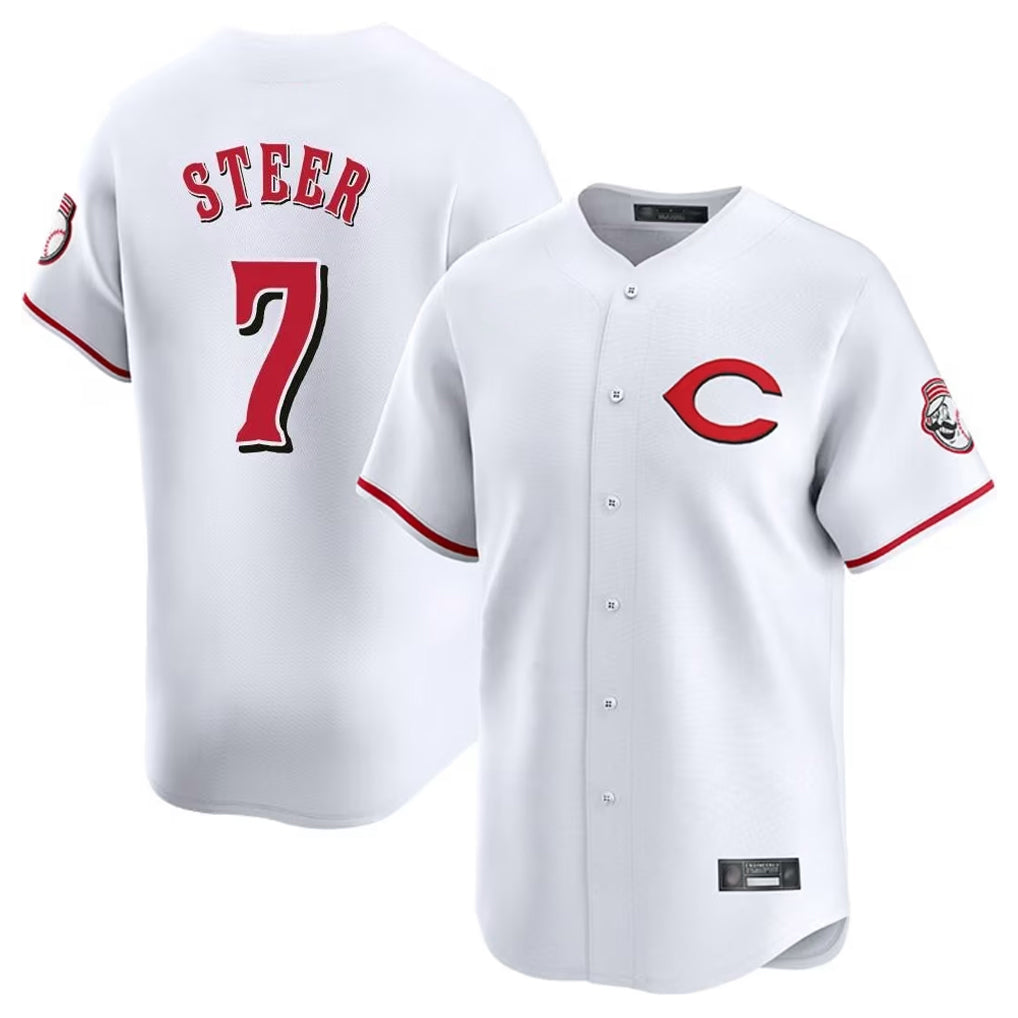 Davalo C.Reds #7 Spencer Steer Player White Limited Home Stitched Jerseys