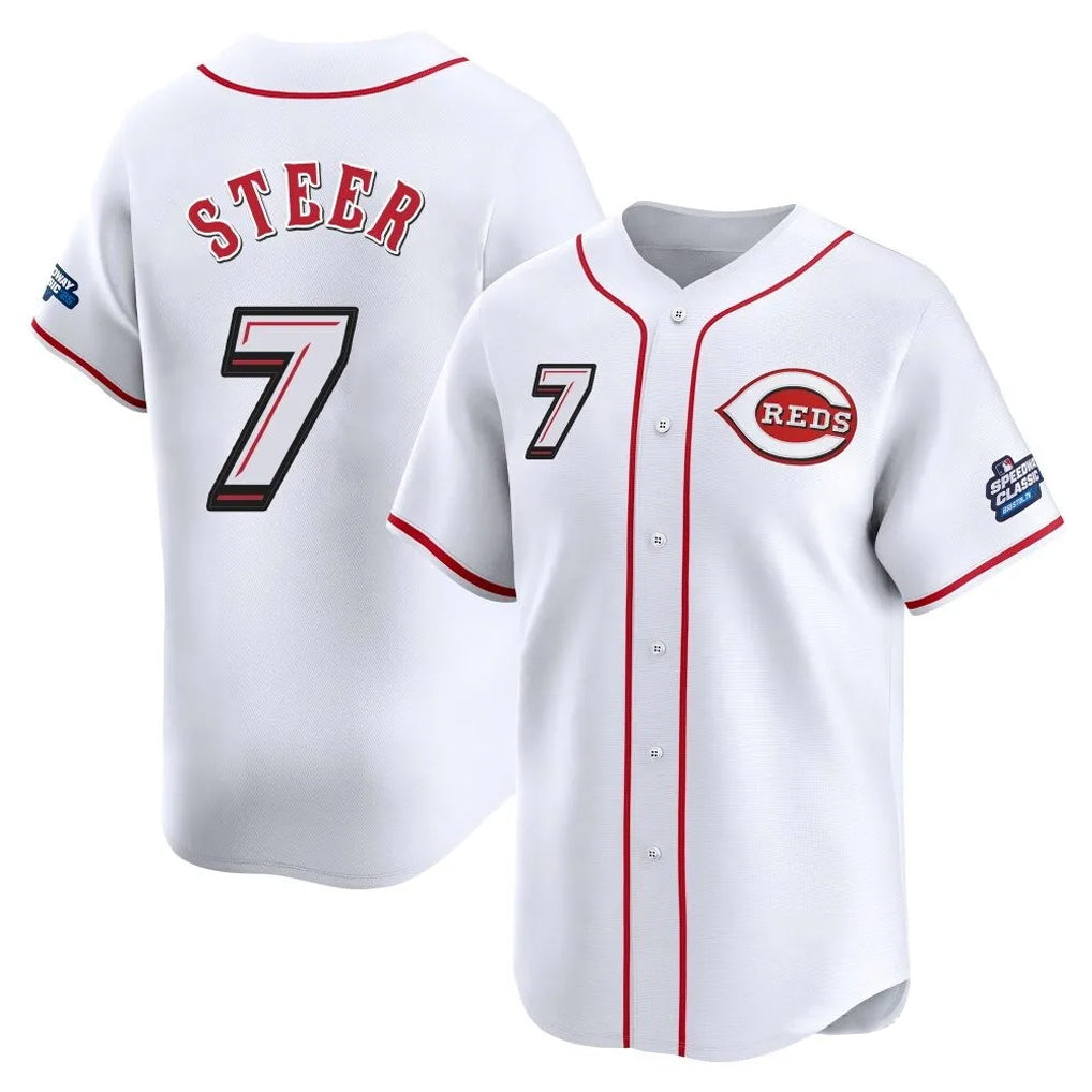 Davalo C.Reds #7 Spencer Steer Player White Speedway Classic Home Limited Stitched Jerseys