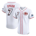 Davalo C.Reds #7 Spencer Steer Player White Speedway Classic Limited Elite Home Stitched Jerseys