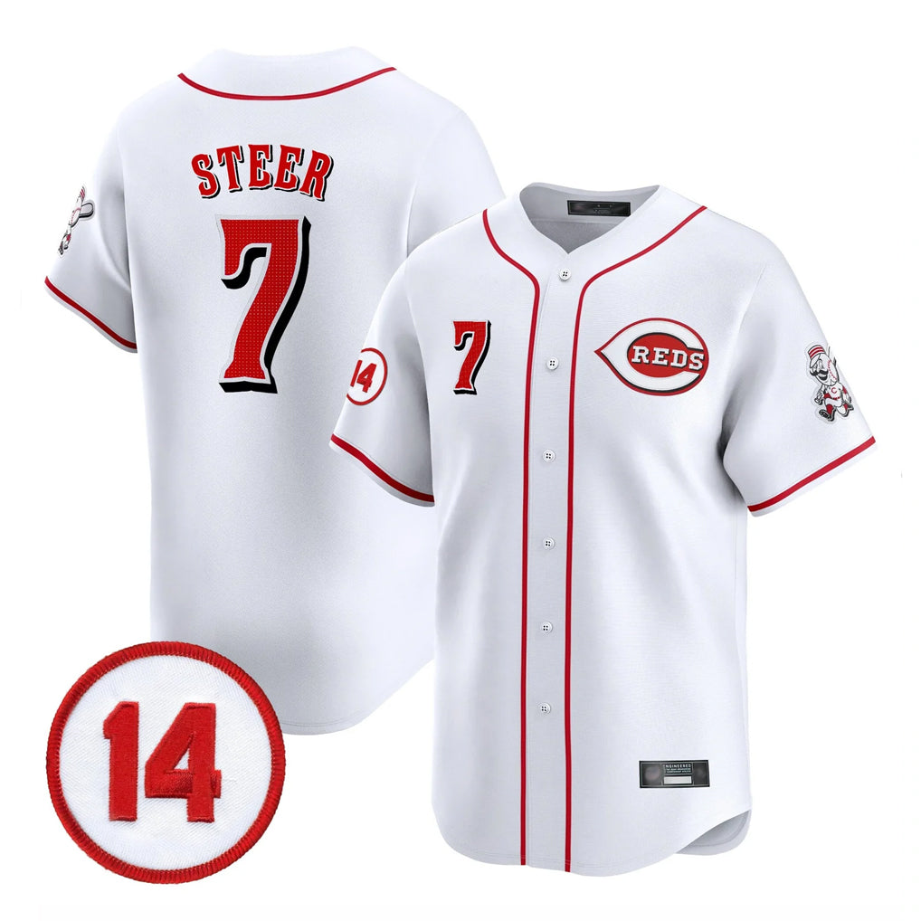 Davalo C.Reds #7 Spencer Steer Player White Vapor Premier Limited Home Stitched Jerseys