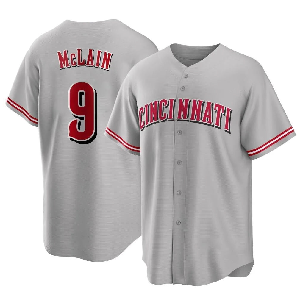 Davalo C.Reds #9 Matt McLain Player Gray Home Game Stitched Jerseys