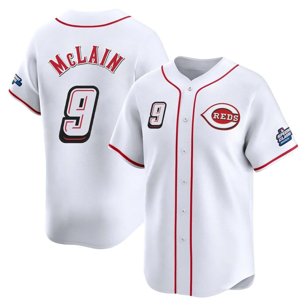 Davalo C.Reds #9 Matt McLain Player White Speedway Classic Home Limited Stitched Jerseys