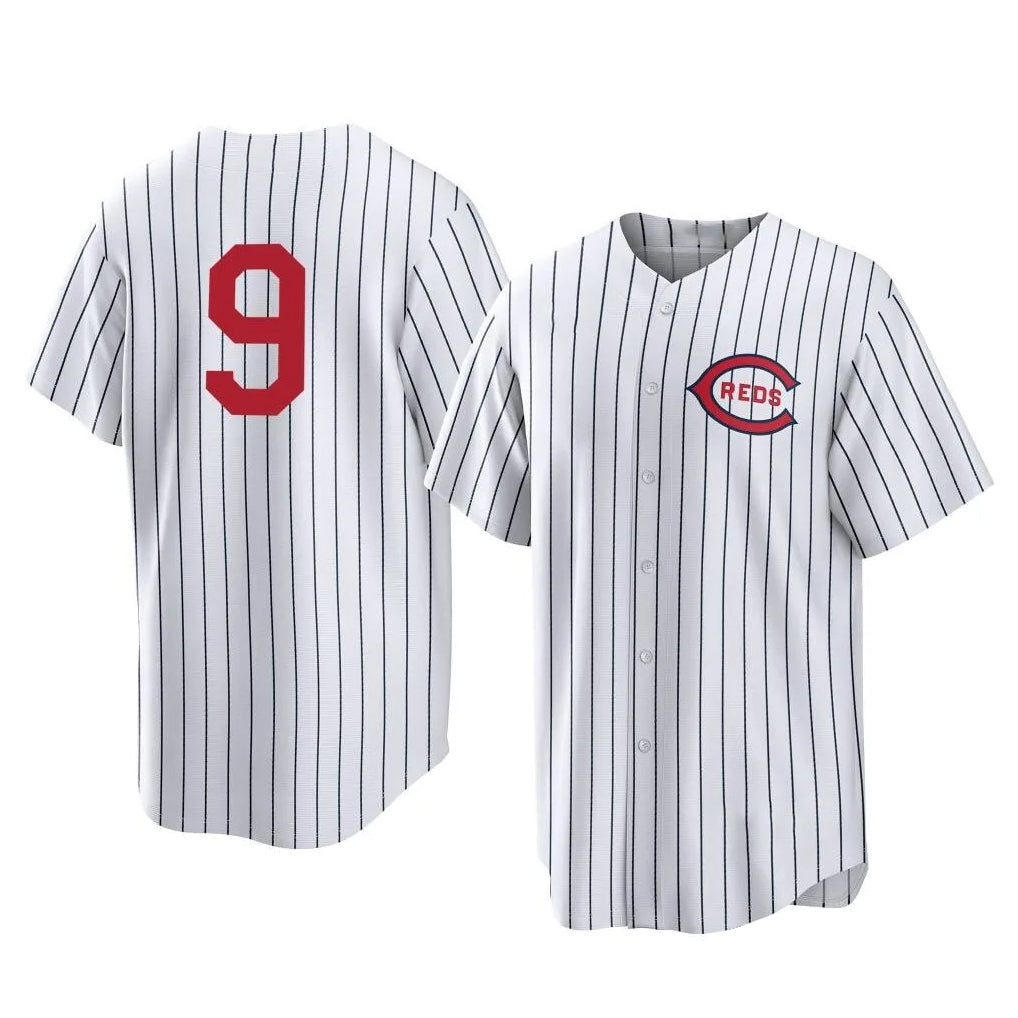 Davalo C.Reds #9 Matt McLain Player White Stripe Field of Dreams Game Home Stitched Jerseys