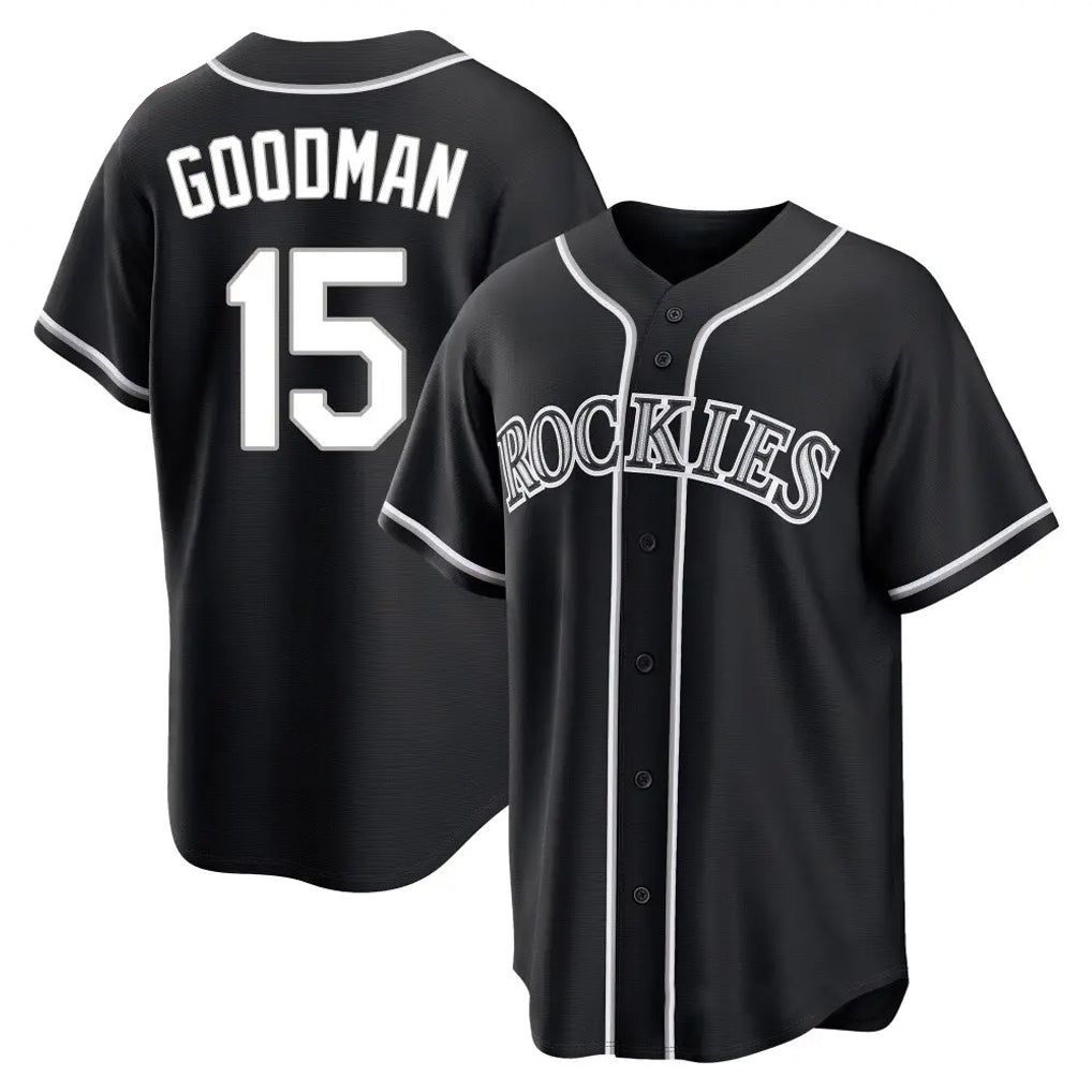 Davalo C.Rockies #15 Hunter Goodman Player Black Fashion Out Home Game Stitched Jerseys