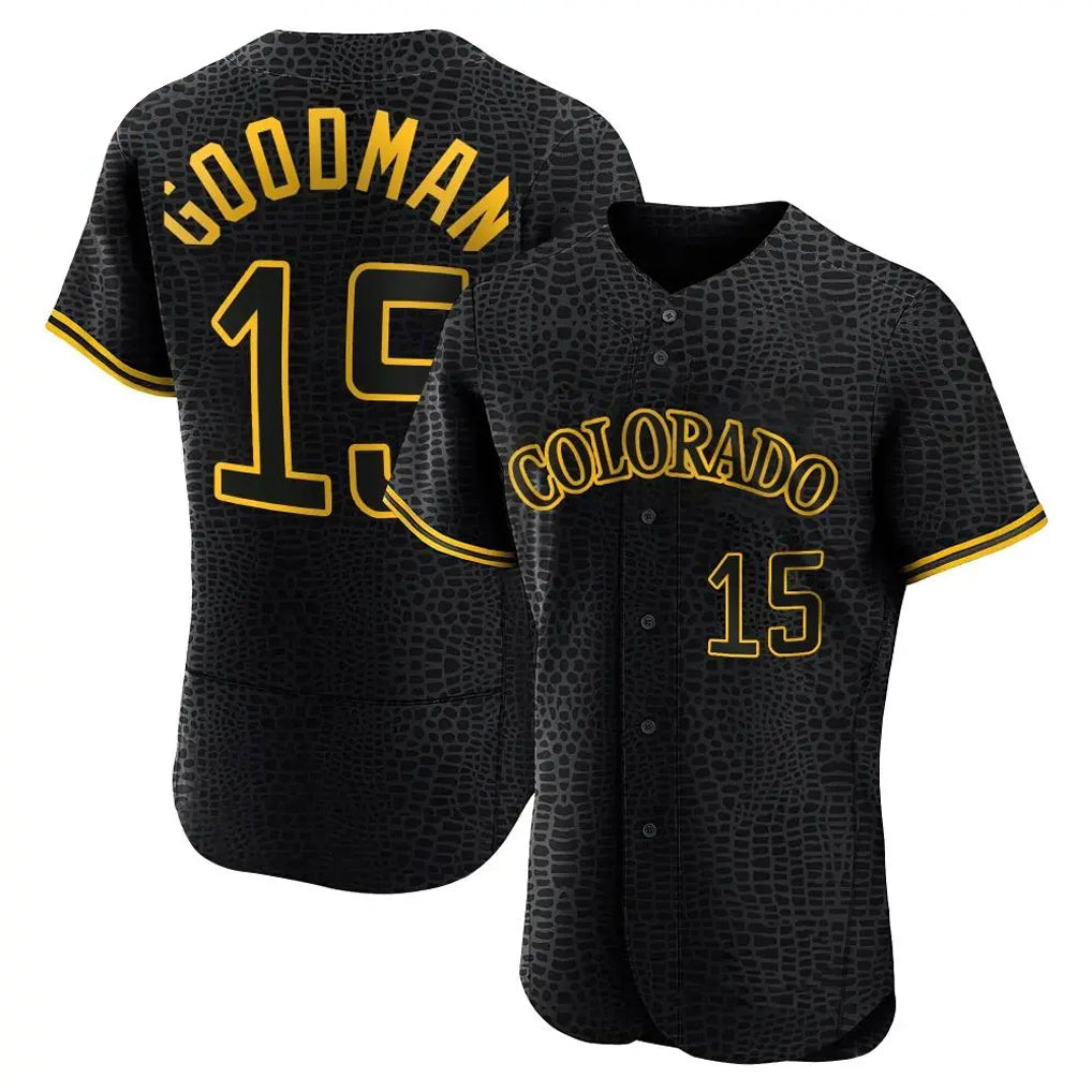 Davalo C.Rockies #15 Hunter Goodman Player Black Snake Skin City Limited Elite Home Stitched Jerseys