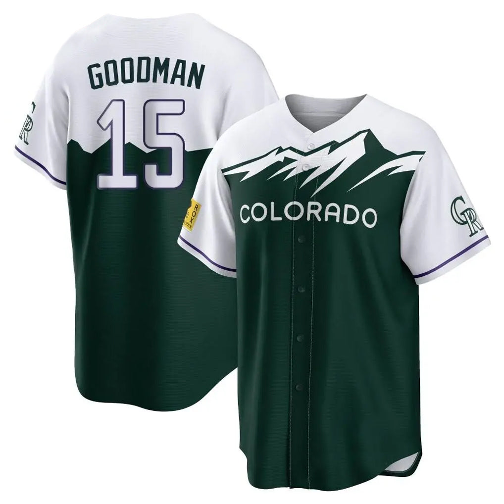 Davalo C.Rockies #15 Hunter Goodman Player Green City Connect Home Game Stitched Jerseys