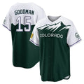 Davalo C.Rockies #15 Hunter Goodman Player Green City Connect Home Game Stitched Jerseys