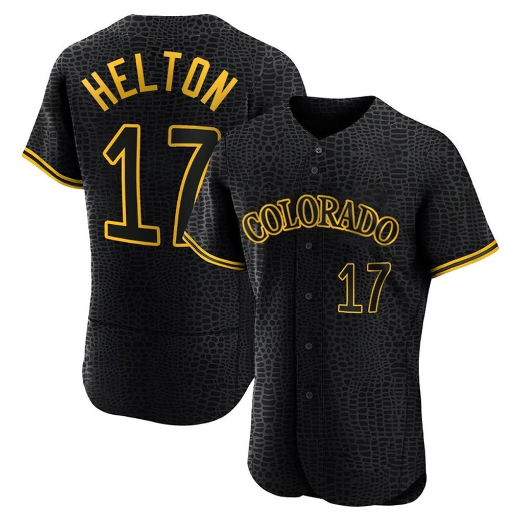 Davalo C.Rockies #17 Todd Helton Player Black Snake Skin City Limited Elite Home Stitched Jerseys