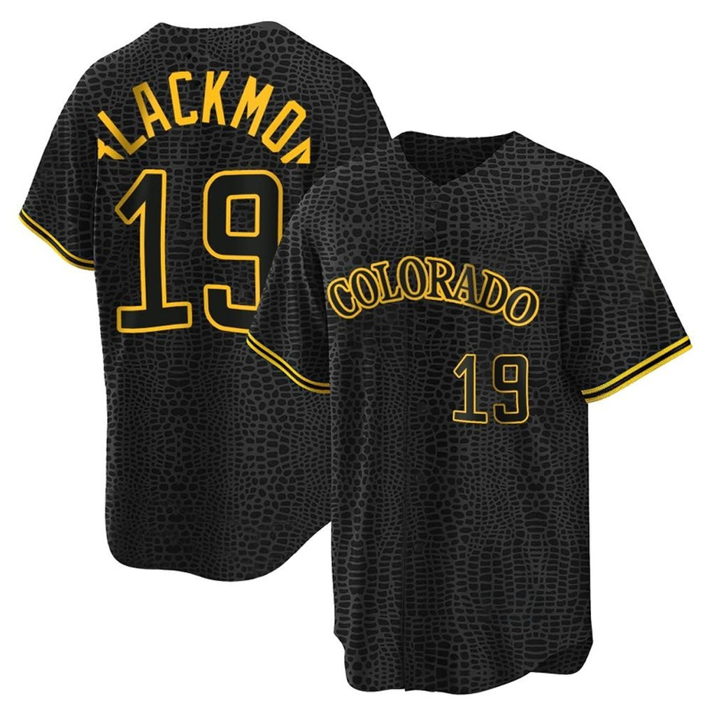 Davalo C.Rockies #19 Charlie Blackmon Player Black Snake Skin City Home Game Stitched Jerseys