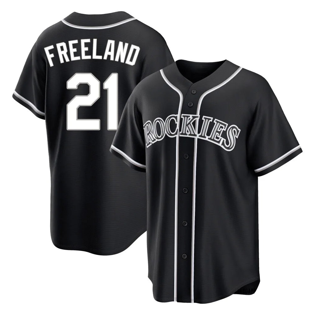 Davalo C.Rockies #21 Kyle Freeland Player Black Fashion Out Home Game Stitched Jerseys