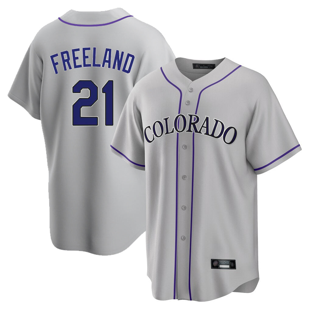 Davalo C.Rockies #21 Kyle Freeland Player Gray Game Home Stitched Jerseys