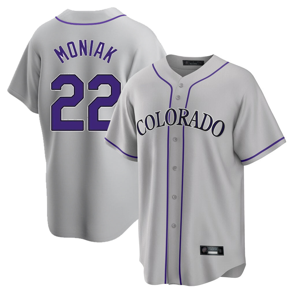 Davalo C.Rockies #22 Mickey Moniak Player Gray Game Home Stitched Jerseys