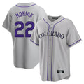 Davalo C.Rockies #22 Mickey Moniak Player Gray Game Home Stitched Jerseys