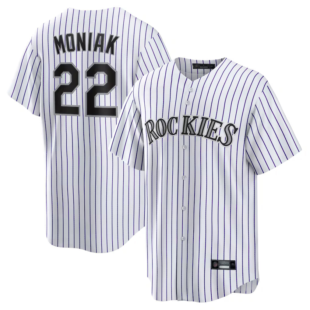 Davalo C.Rockies #22 Mickey Moniak Player White Game Home Stitched Jerseys