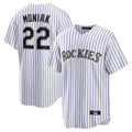 Davalo C.Rockies #22 Mickey Moniak Player White Game Home Stitched Jerseys