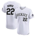 Davalo C.Rockies #22 Mickey Moniak Player White Limited Elite Home Stitched Jerseys