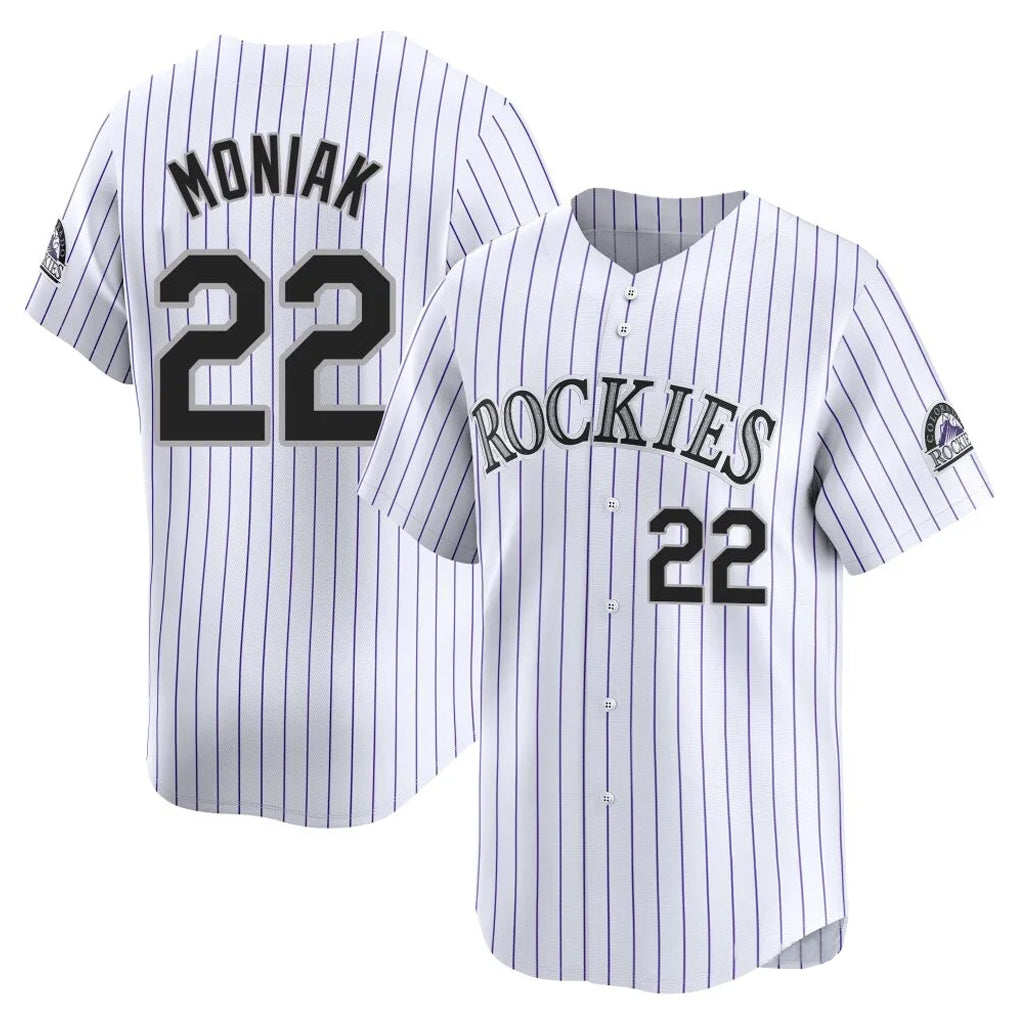 Davalo C.Rockies #22 Mickey Moniak Player White Limited Home Stitched Jerseys