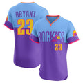 Davalo C.Rockies #23 Kris Bryant Player Purple-Light Blue City Connect Limited Elite Home T-shirt Stitched Jerseys
