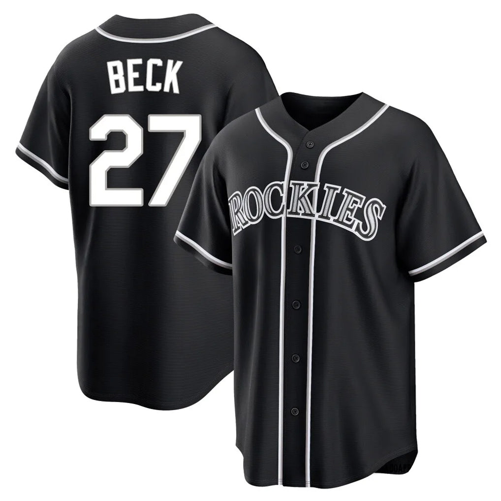 Davalo C.Rockies #27 Jordan Beck Player Black Fashion Out Home Game Stitched Jerseys