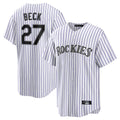 Davalo C.Rockies #27 Jordan Beck Player White Game Home Stitched Jerseys