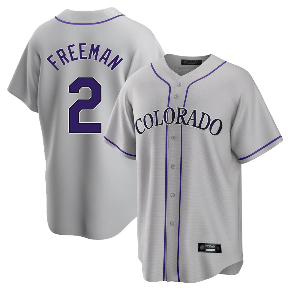 Davalo C.Rockies #2 Tyler Freeman Player Gray Game Home Stitched Jerseys