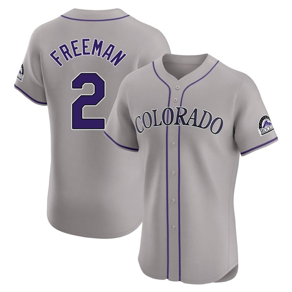 Davalo C.Rockies #2 Tyler Freeman Player Gray Limited Elite Home Stitched Jerseys