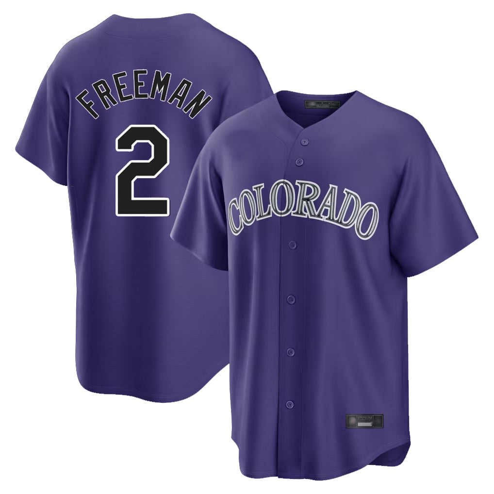 Davalo C.Rockies #2 Tyler Freeman Player Purple Game Home Stitched Jerseys