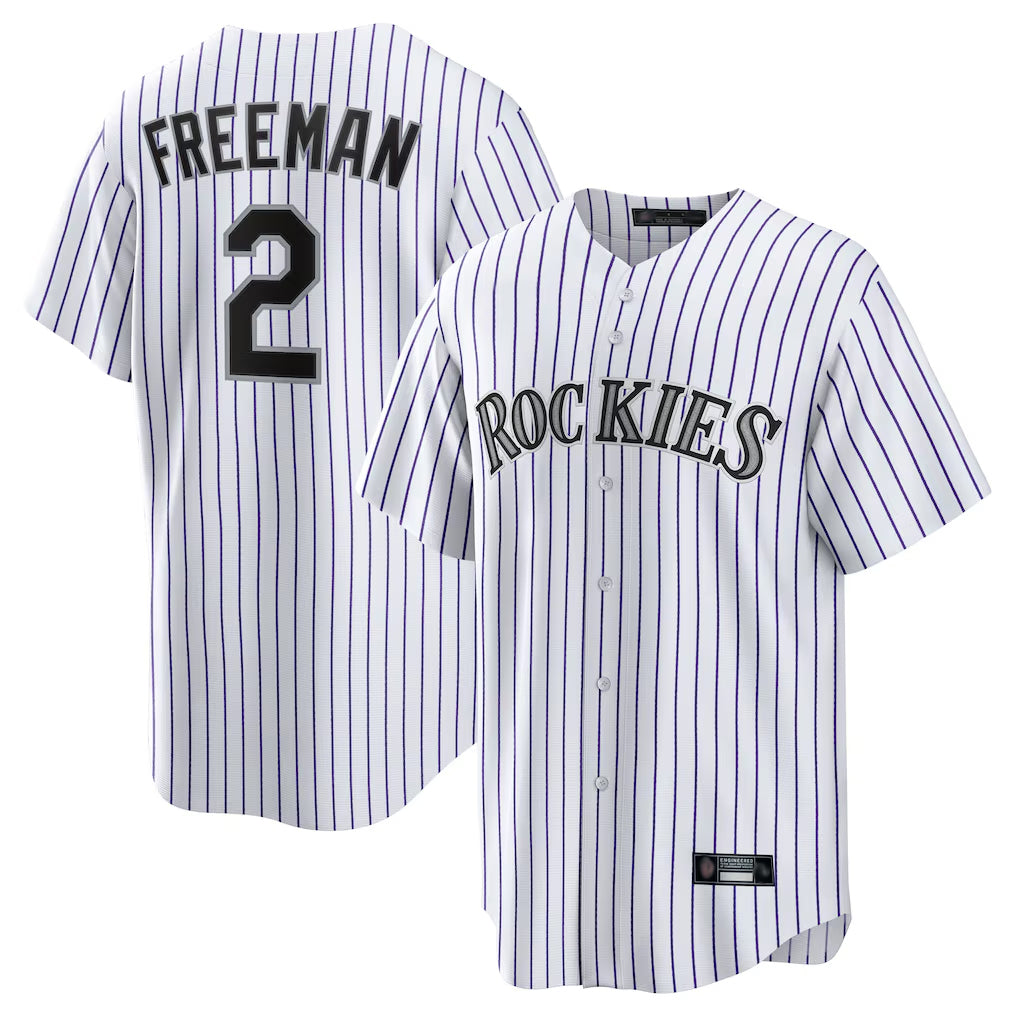 Davalo C.Rockies #2 Tyler Freeman Player White Game Home Stitched Jerseys