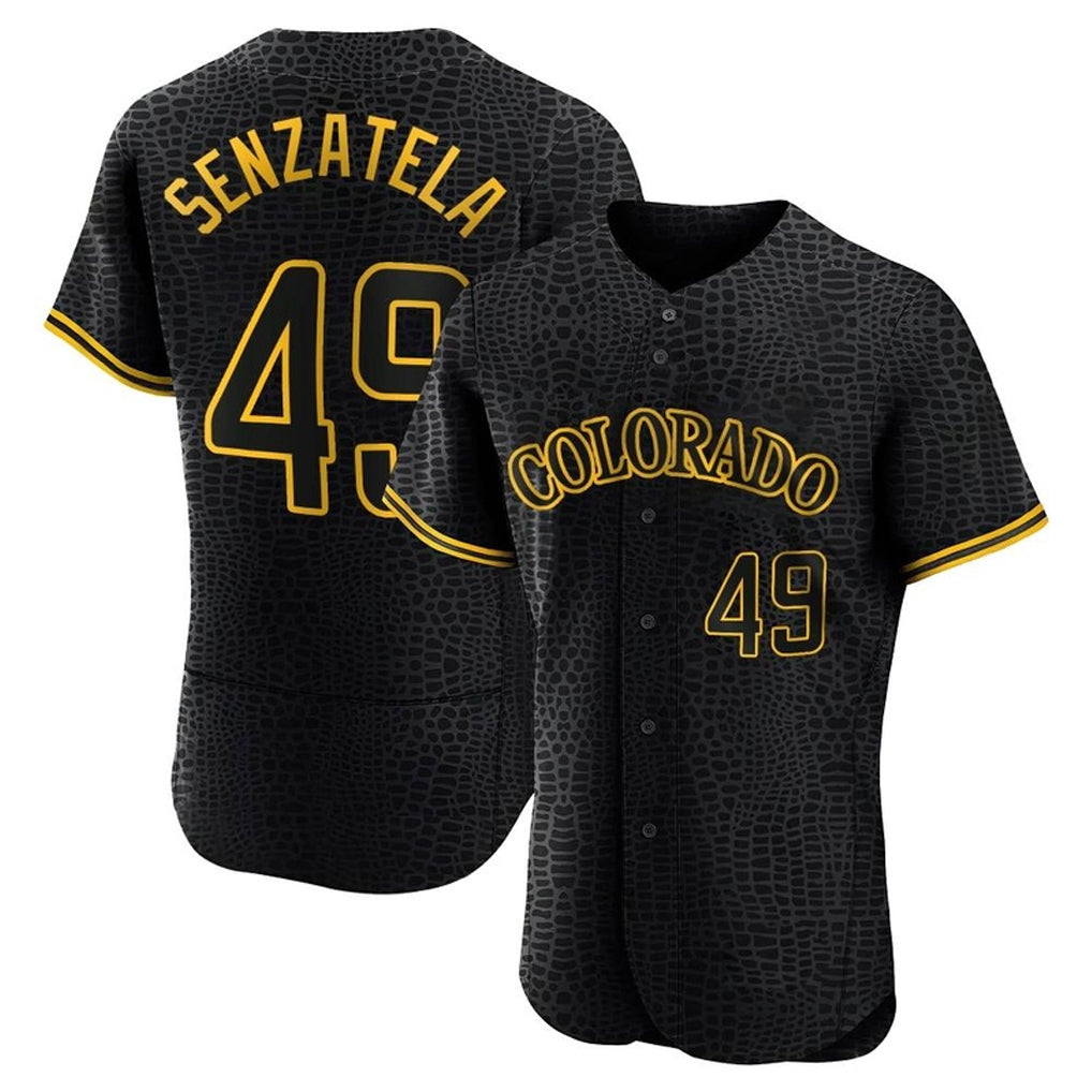 Davalo C.Rockies #49 Antonio Senzatela Player Black Snake Skin City Limited Elite Home Stitched Jerseys