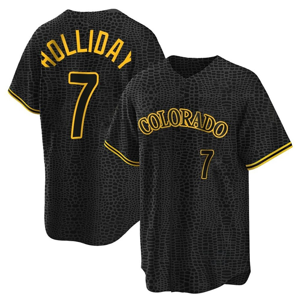 Davalo C.Rockies #7 Matt Holliday Player Black Snake Skin City Home Game Stitched Jerseys