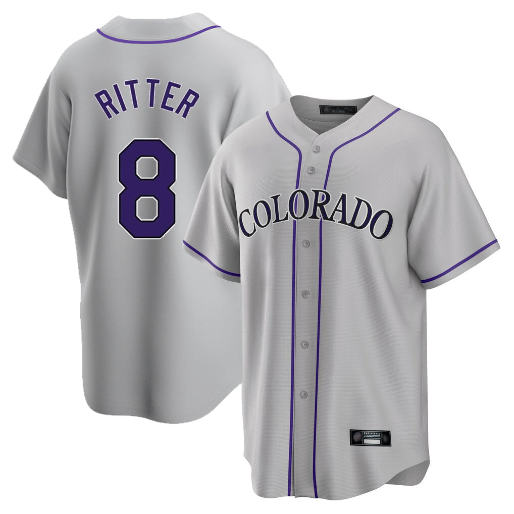 Davalo C.Rockies #8 Ryan Ritter Player Gray Game Home Stitched Jerseys
