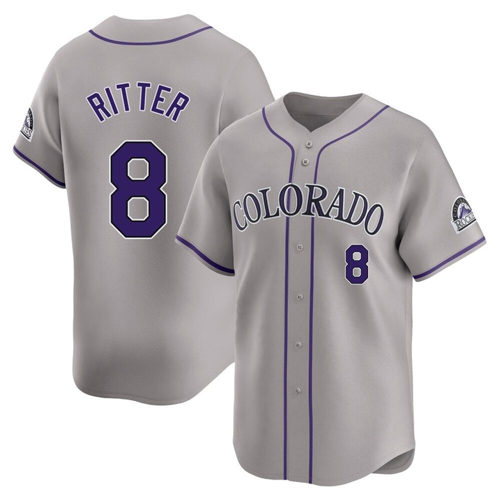 Davalo C.Rockies #8 Ryan Ritter Player Gray Limited Home Stitched Jerseys