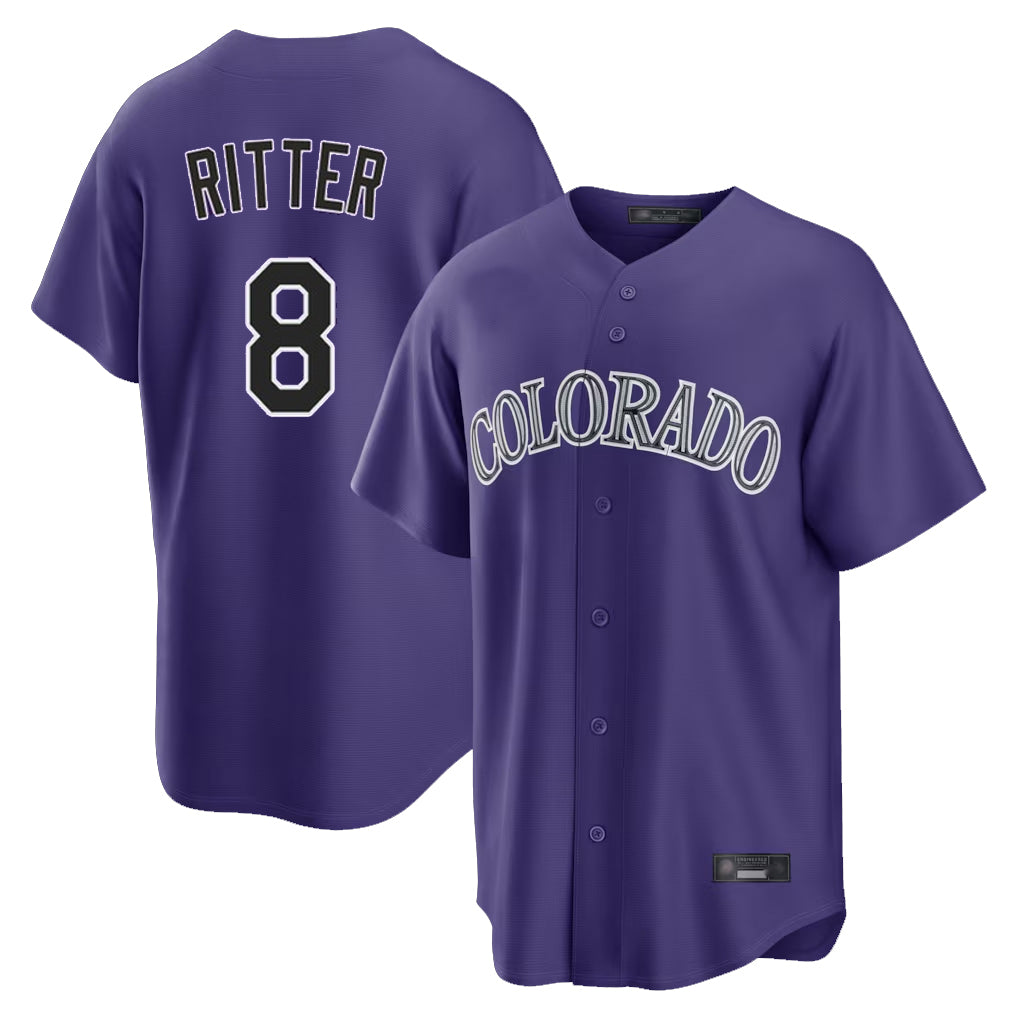 Davalo C.Rockies #8 Ryan Ritter Player Purple Game Home Stitched Jerseys