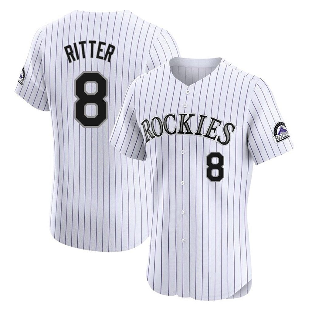 Davalo C.Rockies #8 Ryan Ritter Player White Limited Elite Home Stitched Jerseys