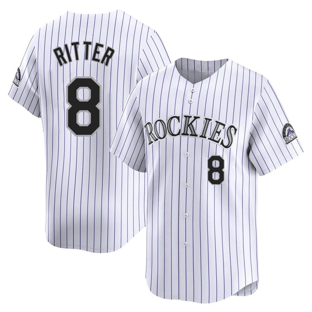 Davalo C.Rockies #8 Ryan Ritter Player White Limited Home Stitched Jerseys