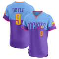 Davalo C.Rockies #9 Brenton Doyle Player Purple-Light Blue City Connect Limited Elite Home T-shirt Stitched Jerseys