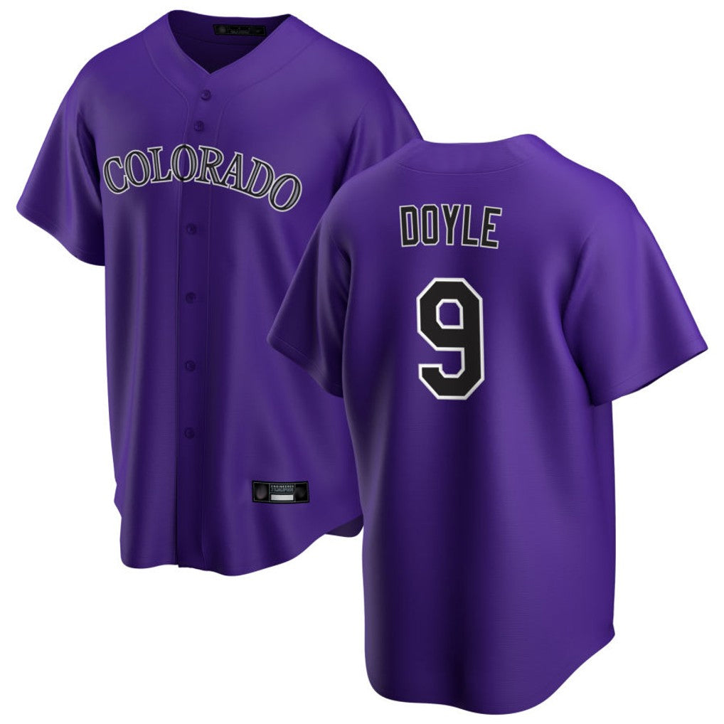 Davalo C.Rockies #9 Brenton Doyle Player Purple Game Home Stitched Jerseys