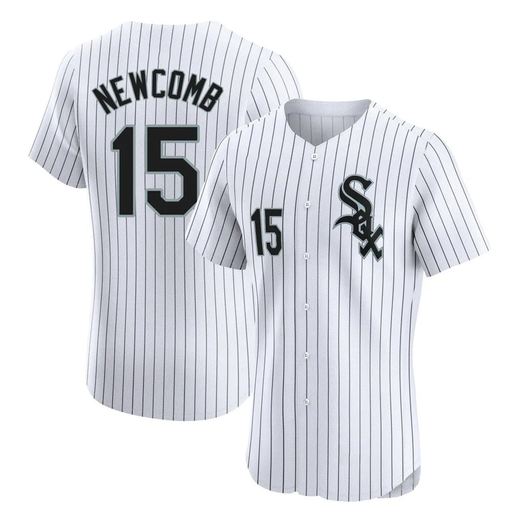 Davalo C.White Sox #15 Sean Newcomb Player White Stripe Limited Elite Home Stitched Jerseys