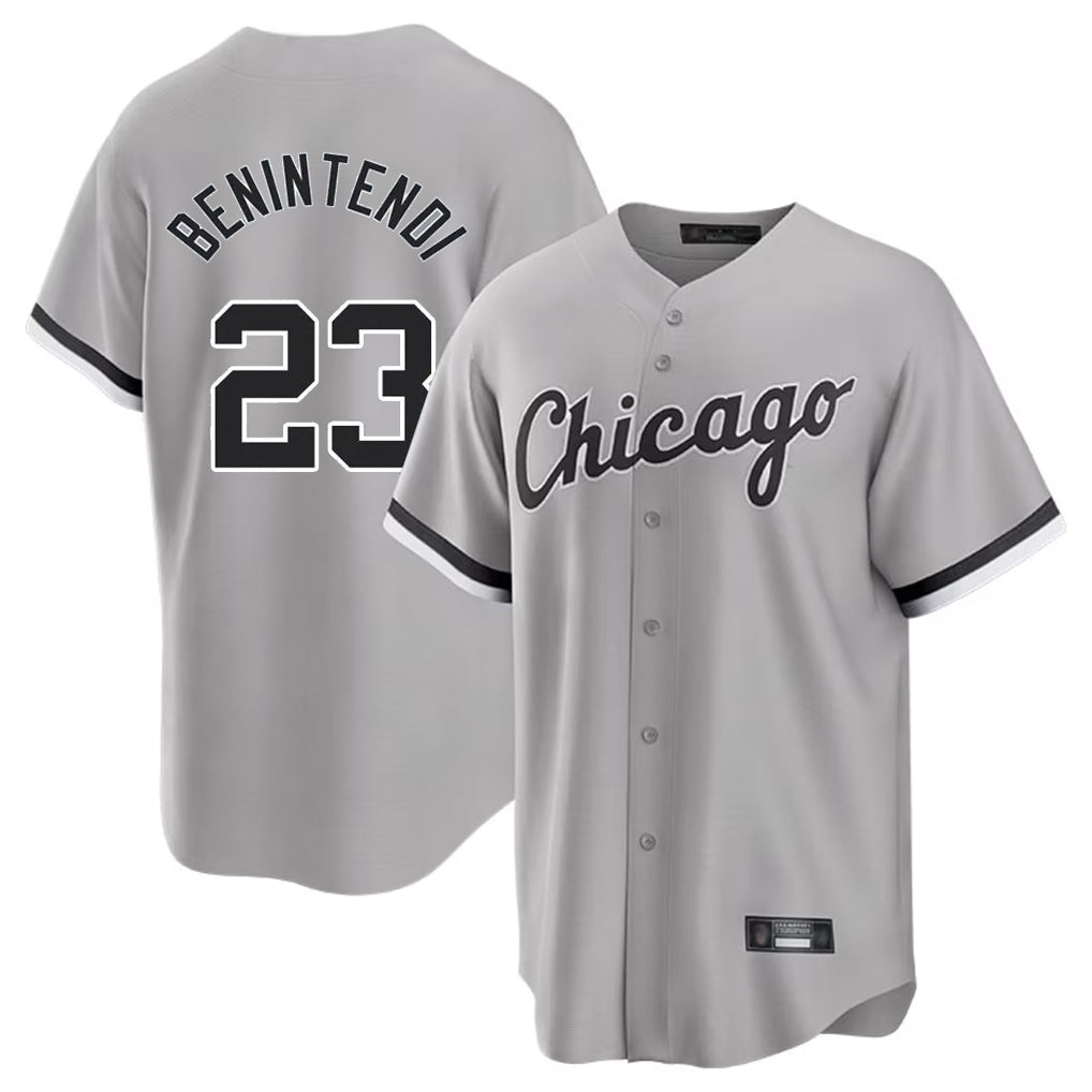 Davalo C.White Sox #23 Andrew Benintendi Player Gray Home Game Stitched Jerseys